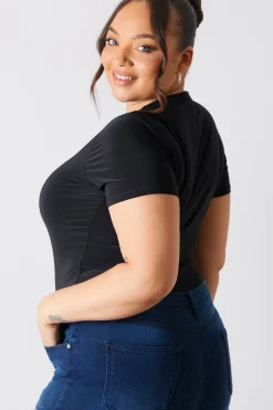 Short Sleeve Double Layer Slinky Bodysuit|In The Style Sale