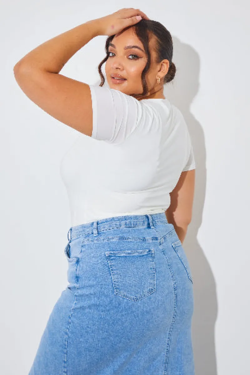 Short Sleeve Double Layer Slinky Bodysuit|In The Style Sale