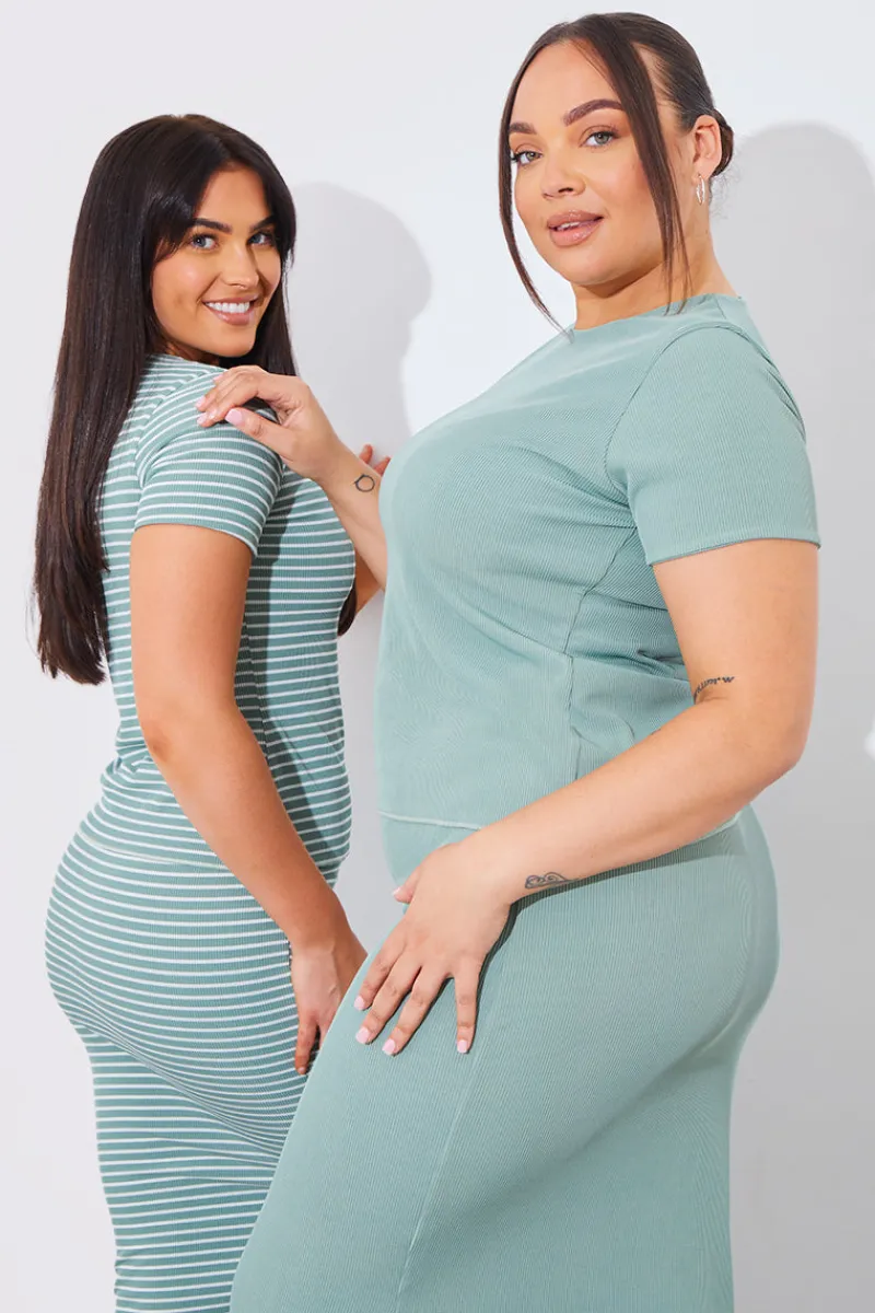 Short Sleeve Stripe Reversible Co-Ord Top|In The Style Best
