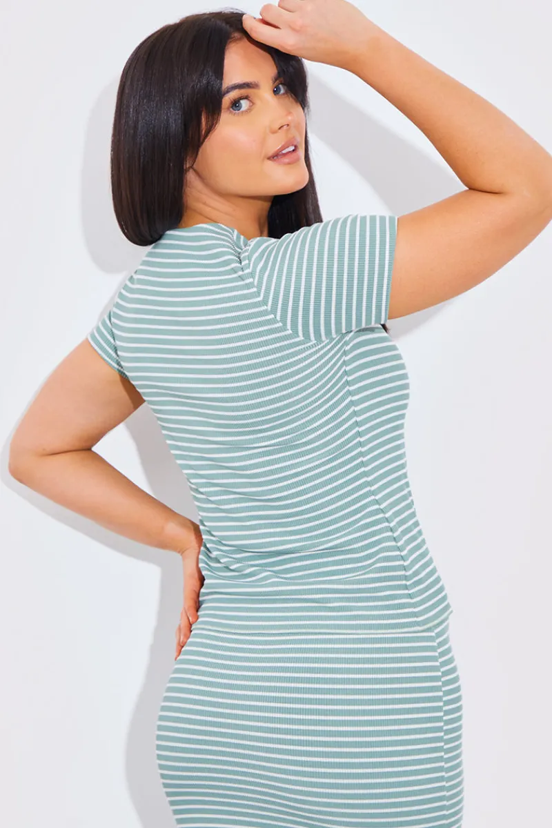 Short Sleeve Stripe Reversible Co-Ord Top|In The Style Best