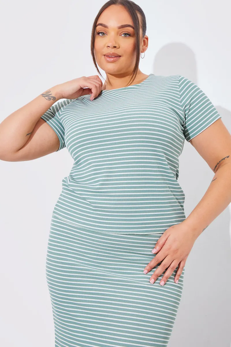 Short Sleeve Stripe Reversible Co-Ord Top|In The Style Best