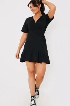 Short Sleeve Wrap Swing Dress|In The Style Online