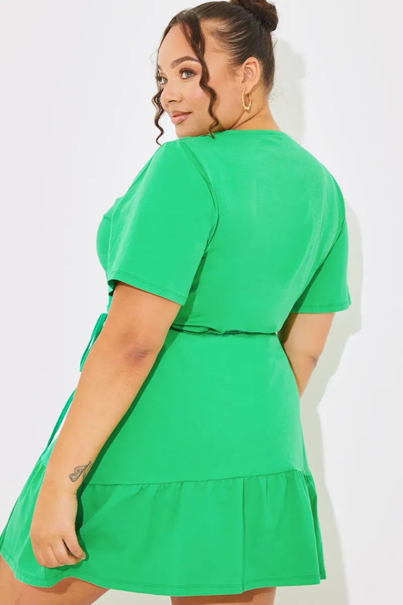 Short Sleeve Wrap Swing Dress|In The Style Online