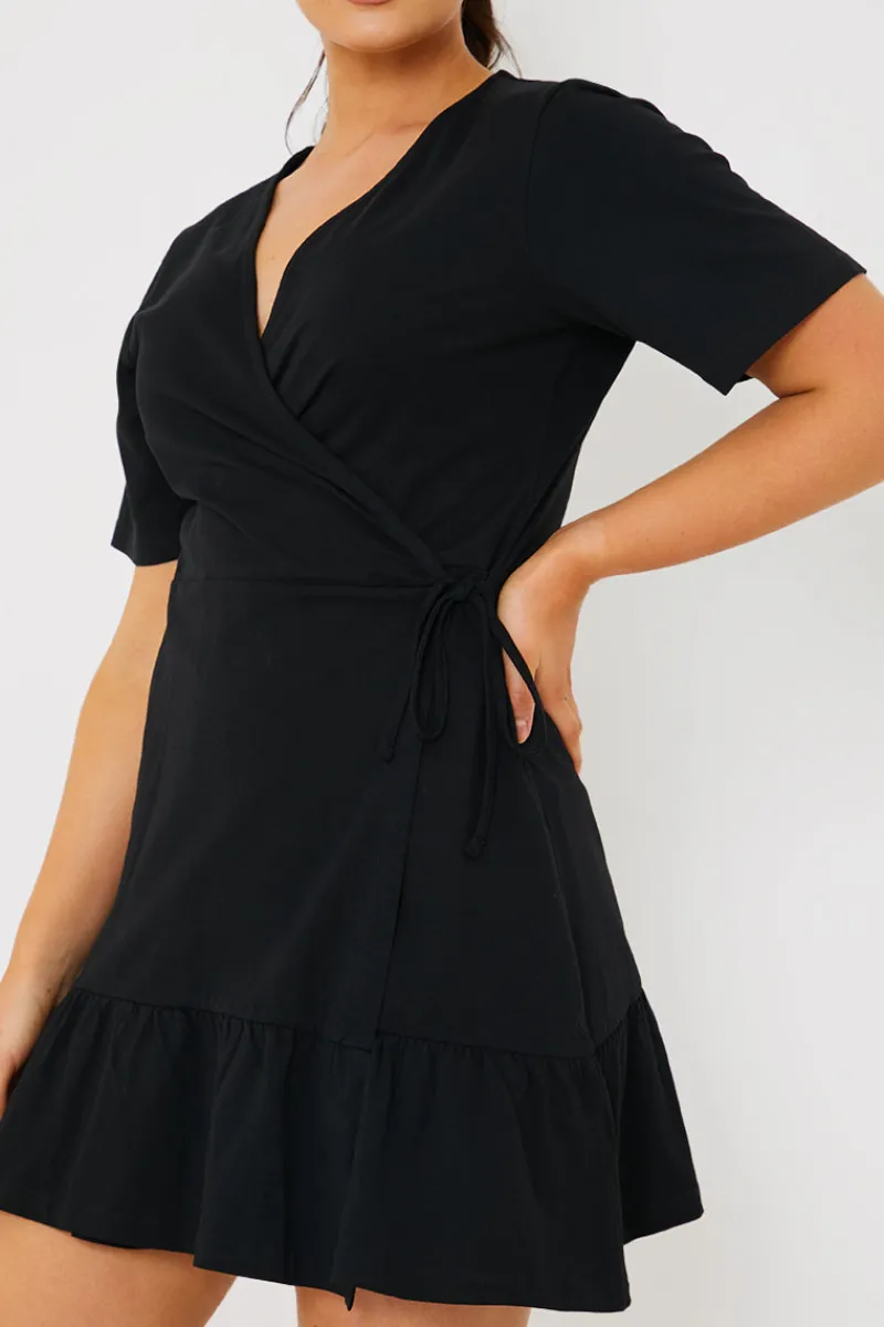 Short Sleeve Wrap Swing Dress|In The Style Online