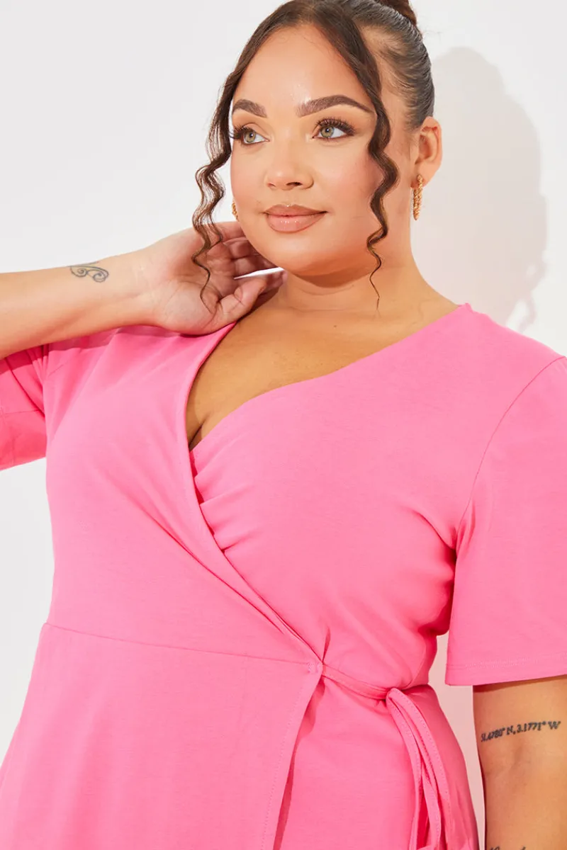 Short Sleeve Wrap Swing Dress|In The Style Online