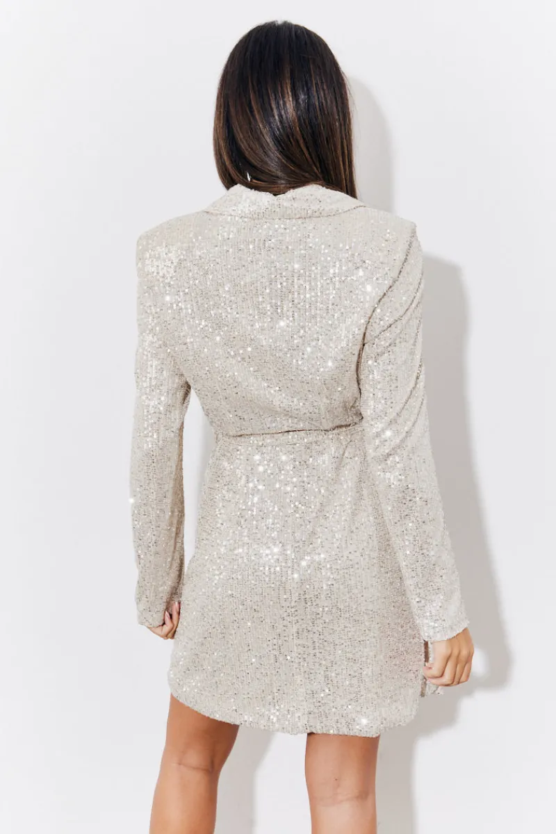 Sequin Belted Blazer Dress|In the Style New