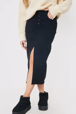 Split Hem Denim Midi Skirt|In the Style New
