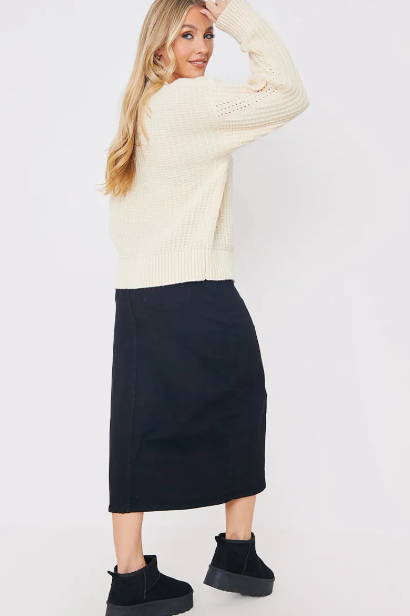 Split Hem Denim Midi Skirt|In the Style New