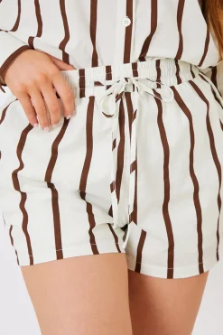Stripe Linen Look Drawstring Co-Ord Shorts|In the Style Best