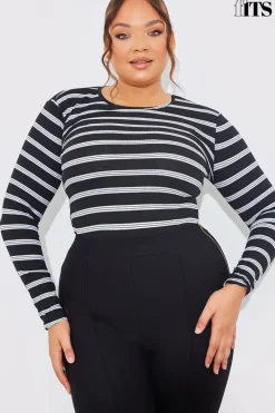 Striped Ribbed Long Sleeve Top|In the Style Sale