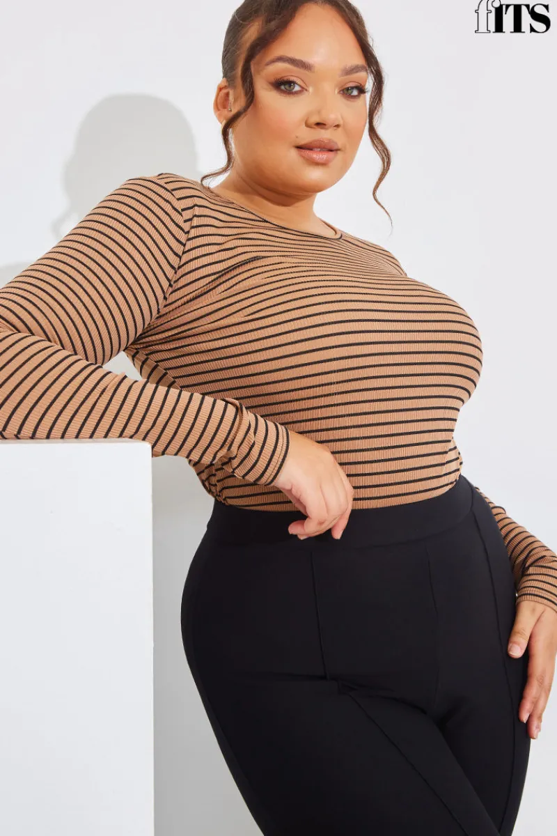 Striped Ribbed Long Sleeve Top|In the Style Sale