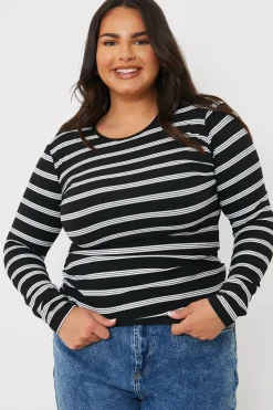 Striped Ribbed Long Sleeve Top|In the Style Sale