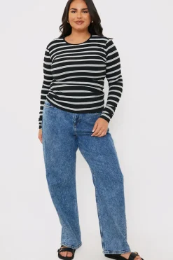 Striped Ribbed Long Sleeve Top|In the Style Sale