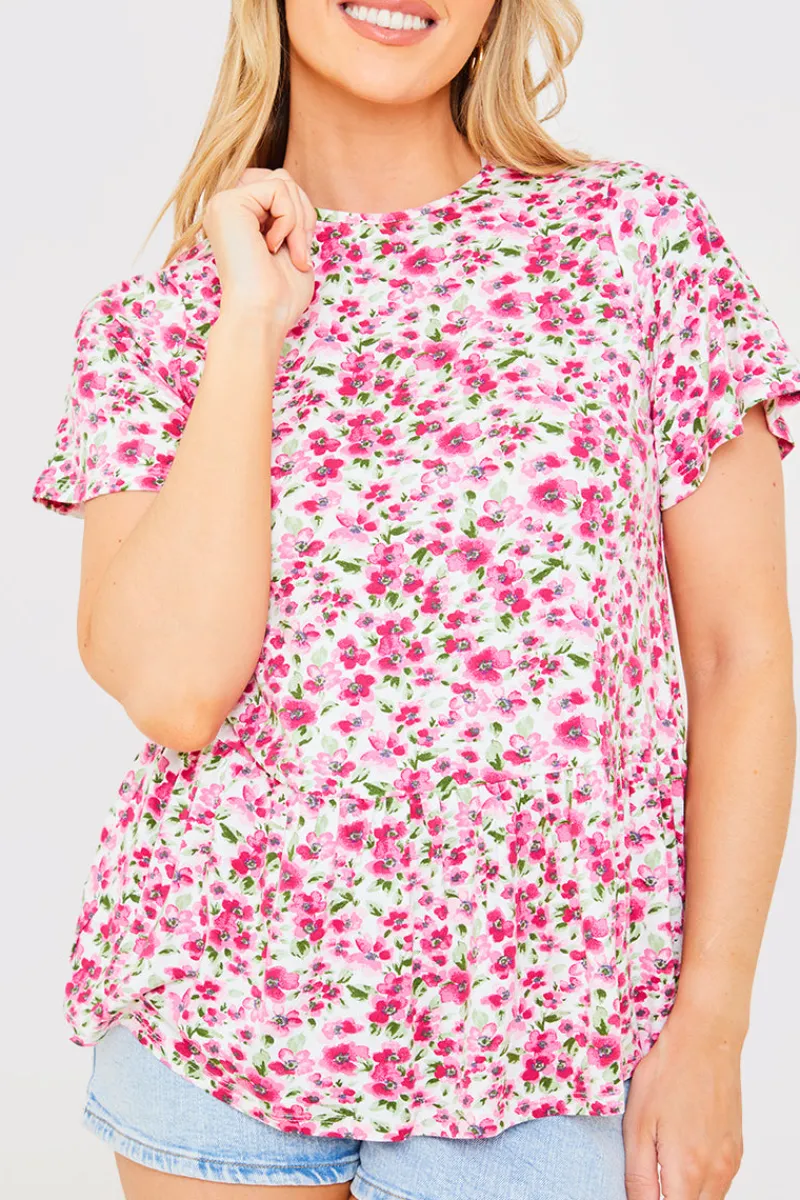 Sustainable Floral Peplum Top|In the Style Online