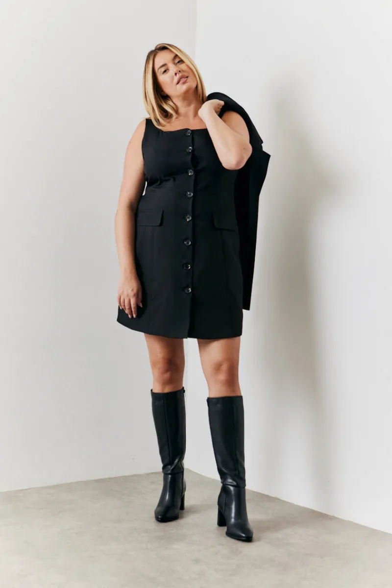 Tailored Button Through Mini Dress|In the Style Best
