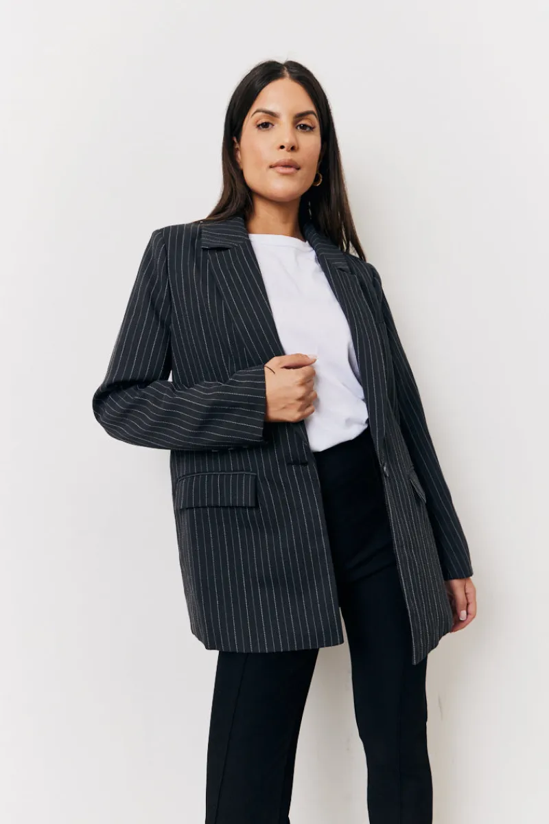 Tailored Pinstripe Co-Ord Blazer|In The Style