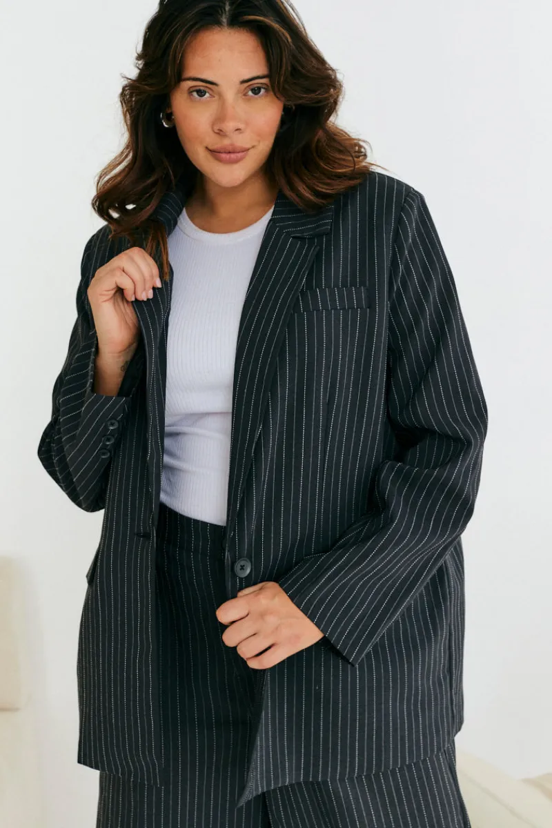 Tailored Pinstripe Co-Ord Blazer|In The Style