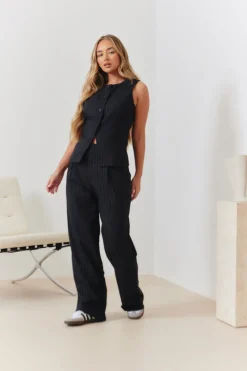 Tailored Pinstripe Wide Leg Co-ord Trouser|In the Style Best