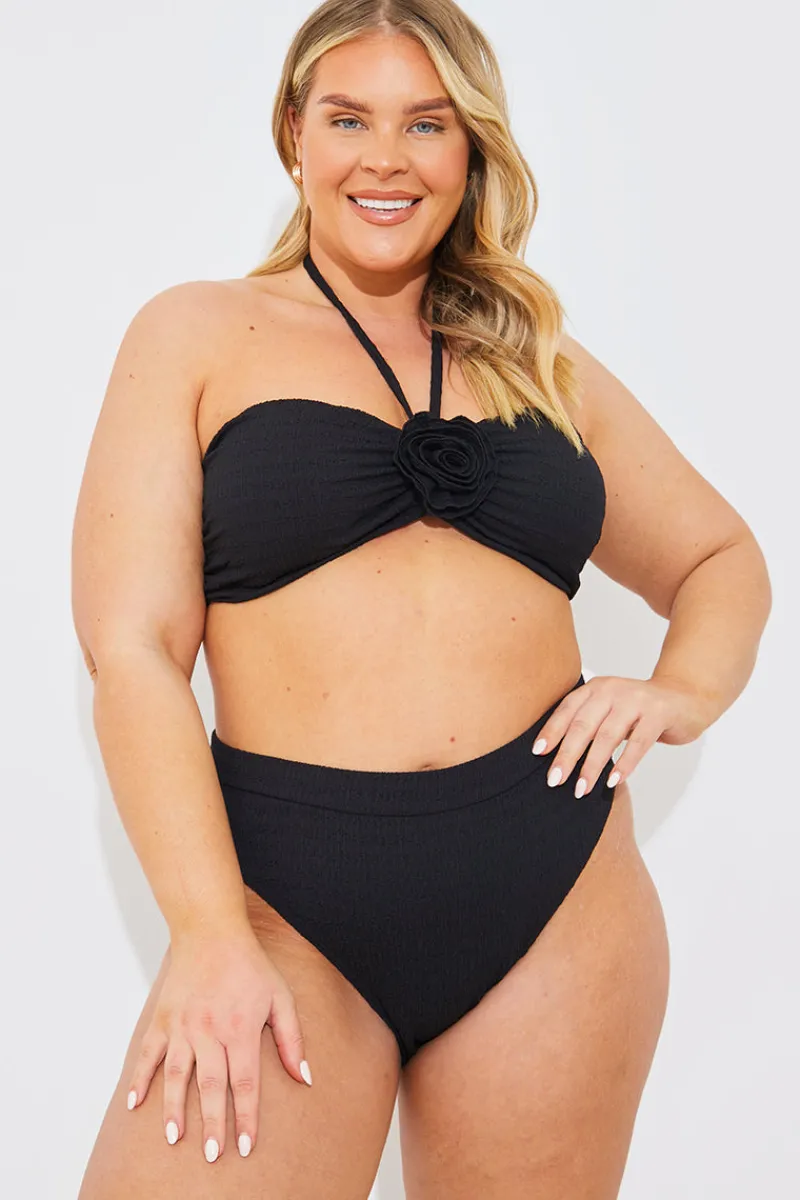 Textured Corsage Halter Neck Bikini Top|In the Style Best