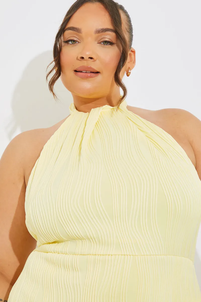 Textured Halter Neck Midi Dress|In the Style Hot