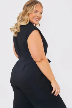 Textured Tie Waist Sleeveless Co-Ord Blazer|In the Style Best