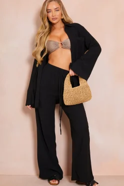 Textured Wide Leg Beach Co-Ord Trouser|In the Style Online