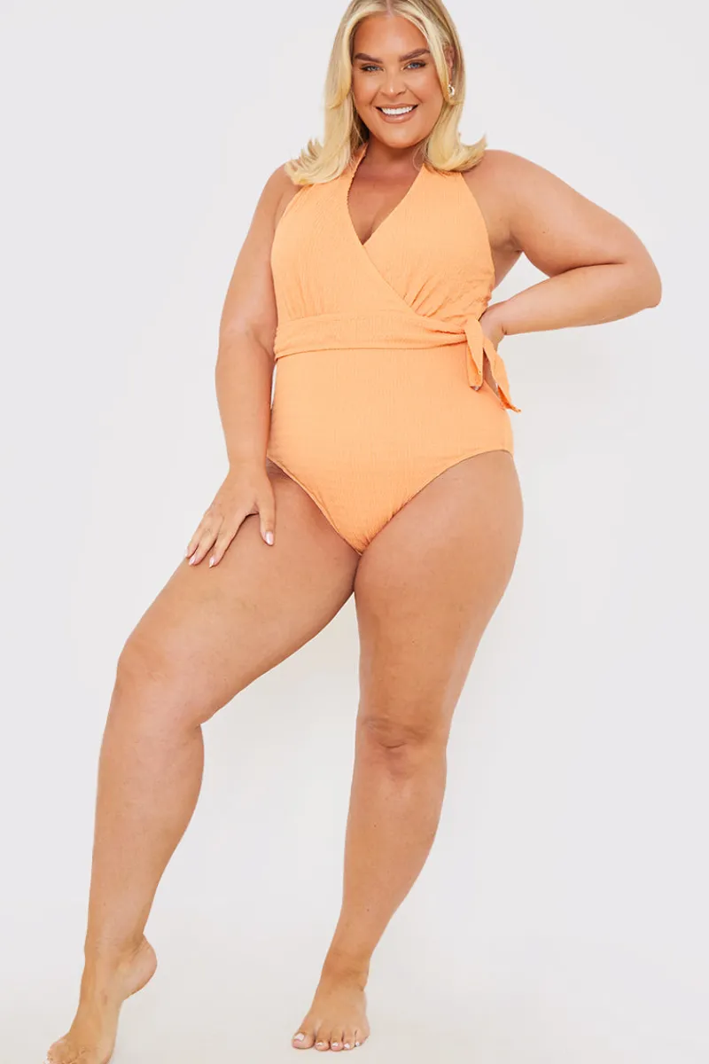 Textured Wrap Swimsuit|In the Style