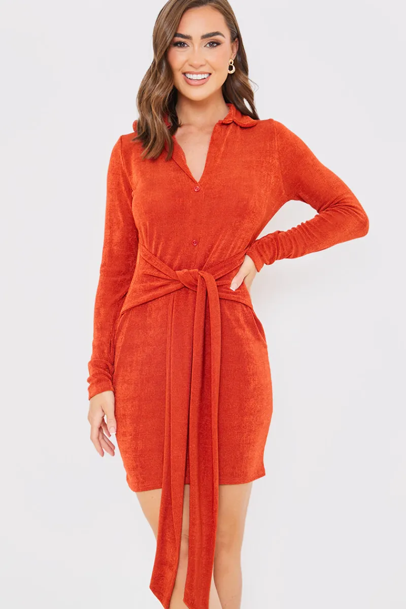 Tie Front Mini Dress|In the Style Sale