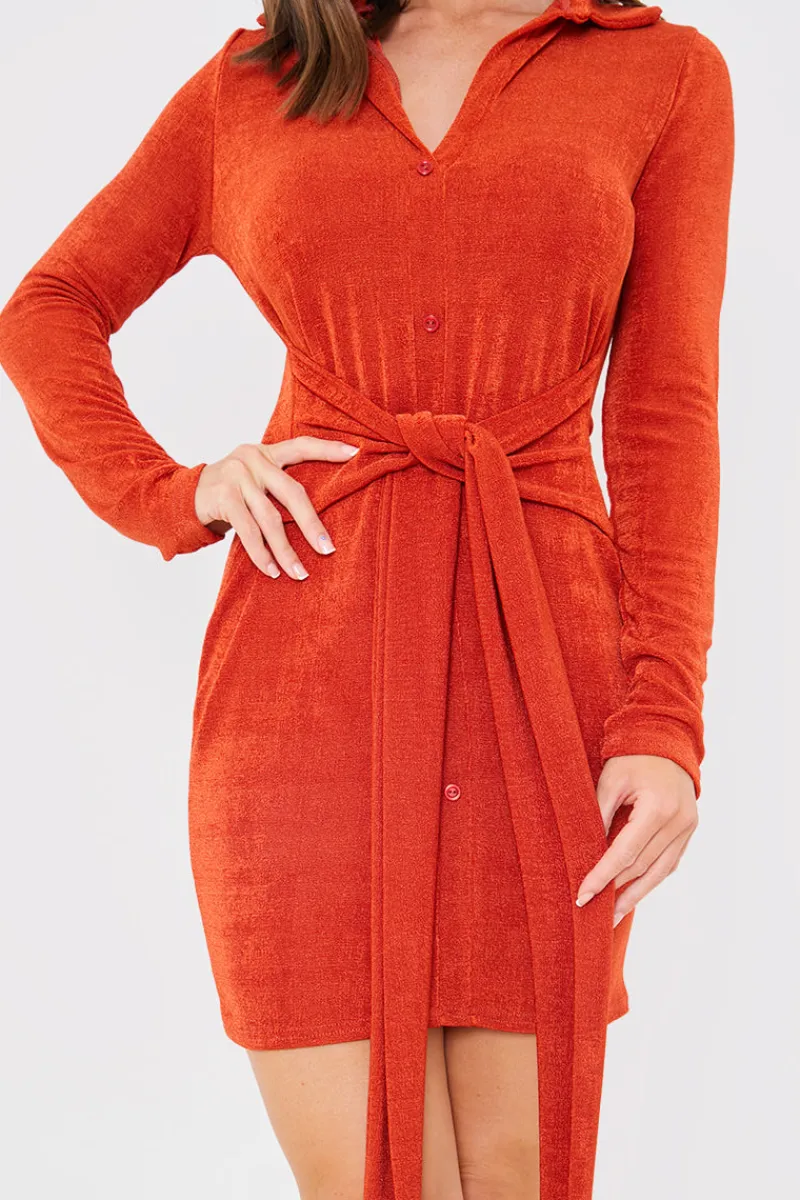Tie Front Mini Dress|In the Style Sale