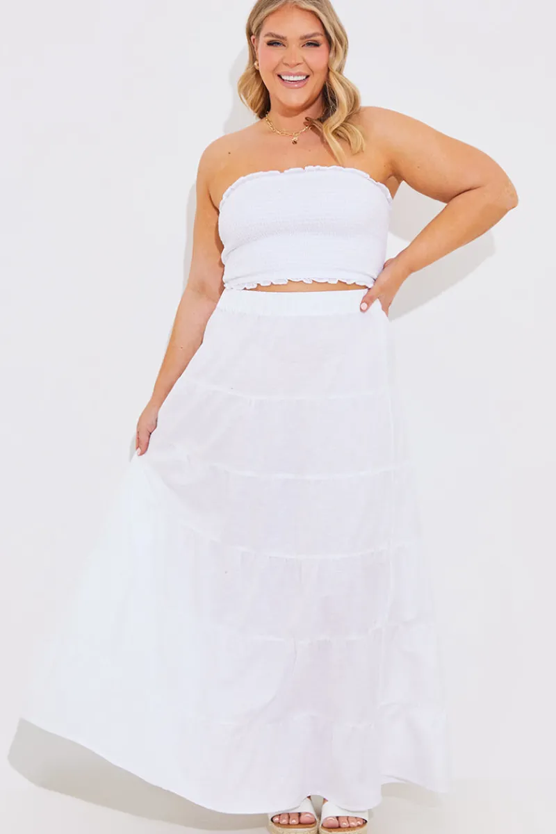Tiered Linen Look Maxi Co-Ord Skirt|In The Style Clearance