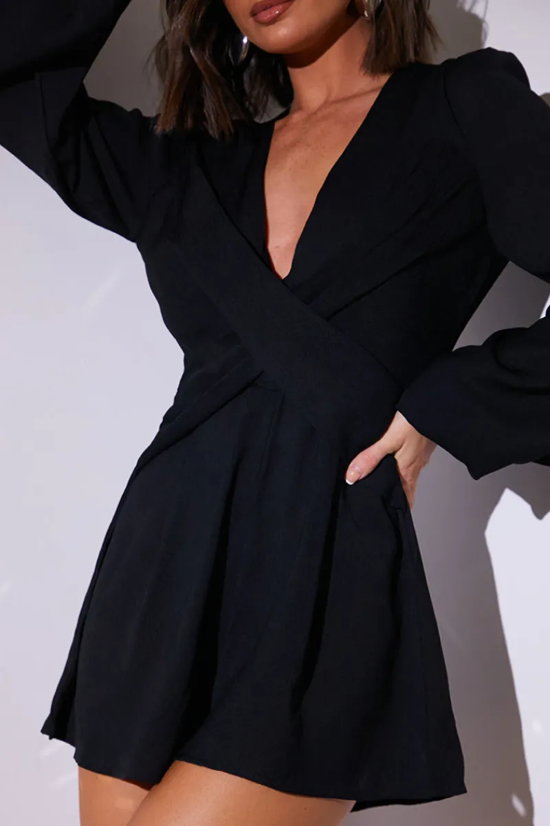 Twist Front Balloon Sleeve Playsuit|In the Style Clearance