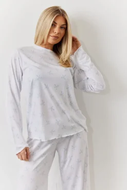 Bow Print Long Sleeve Top and Trouser PJ Set|In The Style Best
