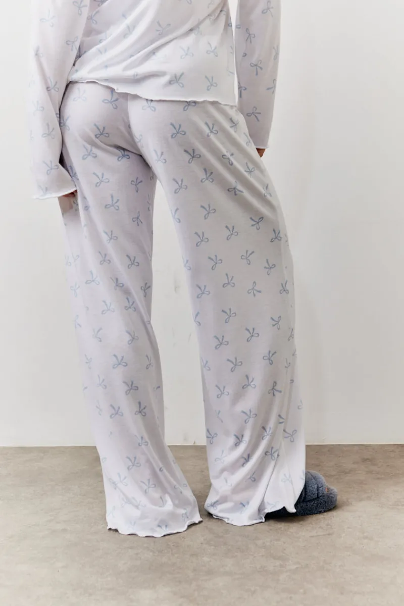 Bow Print Long Sleeve Top and Trouser PJ Set|In The Style Best