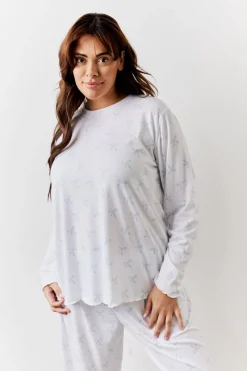 Bow Print Long Sleeve Top and Trouser PJ Set|In The Style Best