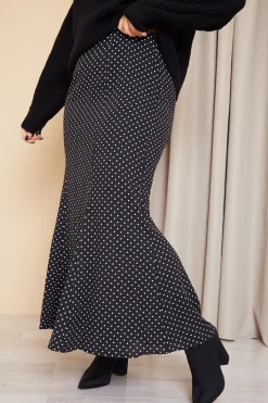 Woven Polka Dot Midaxi Skirt|In the Style Clearance