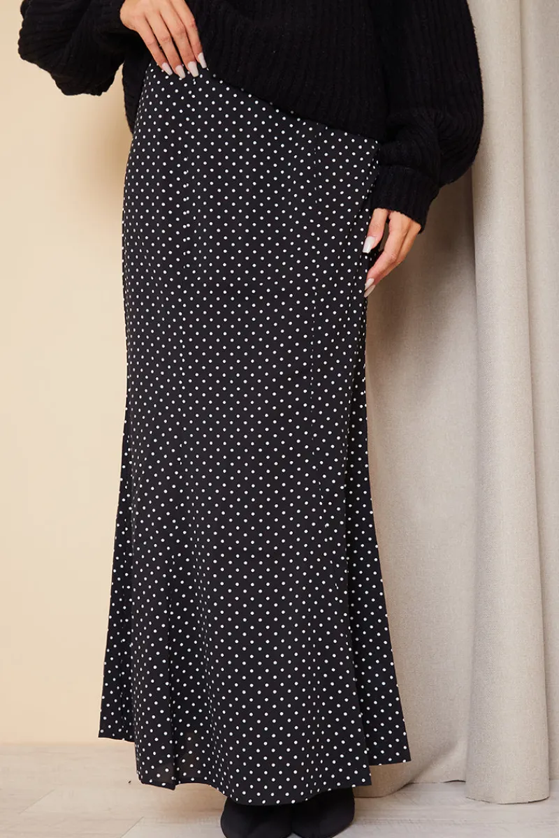 Woven Polka Dot Midaxi Skirt|In the Style Clearance