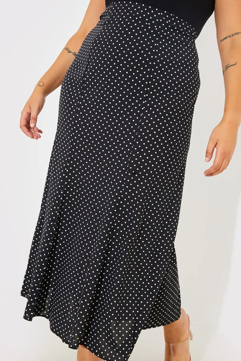 Woven Polka Dot Midaxi Skirt|In the Style Clearance