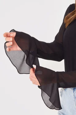 Wrap Front Flared Cuff Bodysuit|In the Style Sale