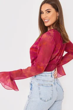 Wrap Front Flared Cuff Bodysuit|In the Style Sale