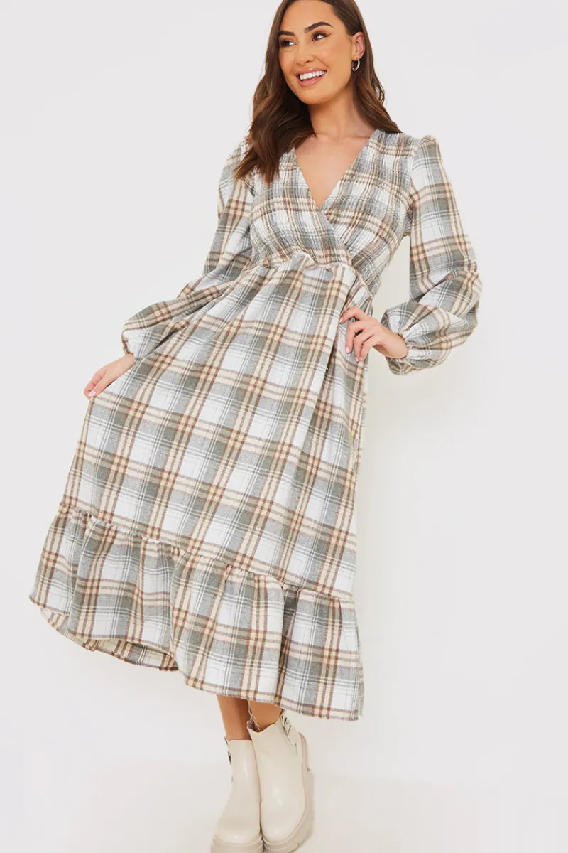 Wrap Front Midi Dress|In the Style Clearance