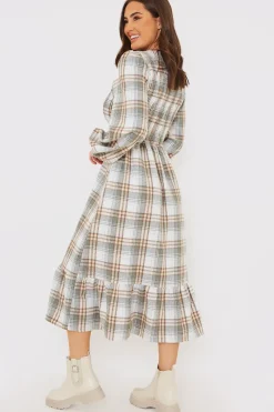Wrap Front Midi Dress|In the Style Clearance