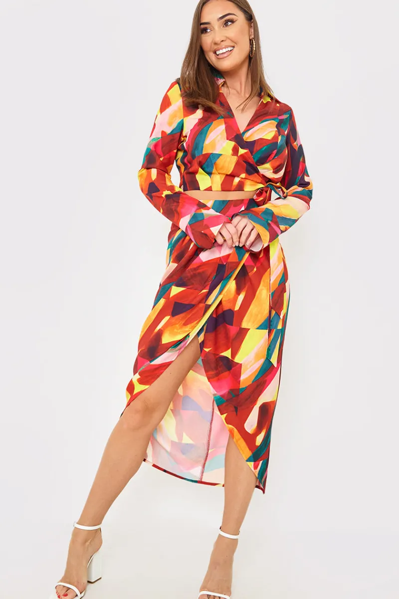 Wrap Front Midi Skirt|In the Style Discount