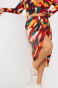 Wrap Front Midi Skirt|In the Style Discount