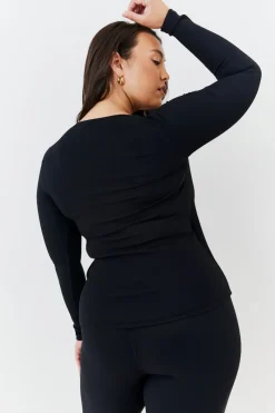 Wrap Front Rib Long Sleeve Top|In The Style Clearance