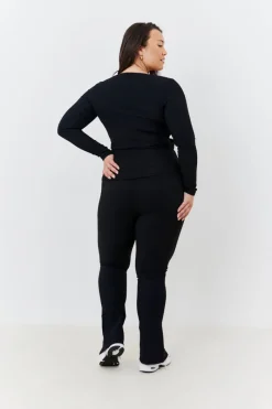 Wrap Front Rib Long Sleeve Top|In The Style Clearance