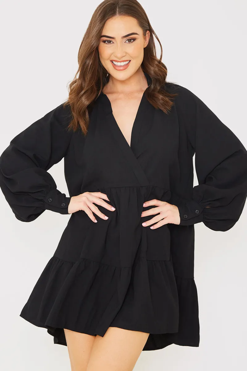 Wrap Front Smock Dress|In the Style Best