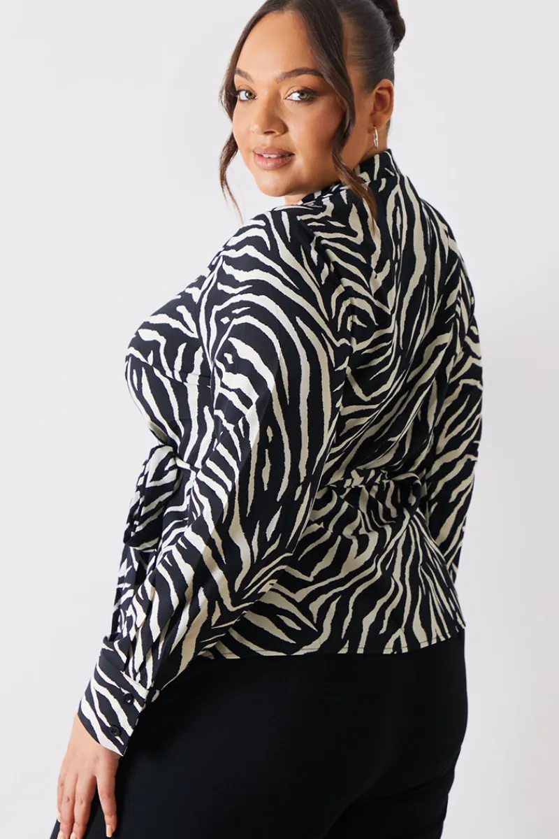 Zebra Print Wrap Front Shirt|In The Style Best