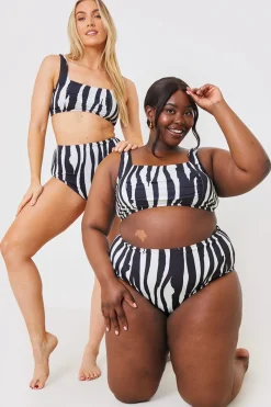 Zebra Ruched Front Square Neck Bikini Top|In the Style Discount