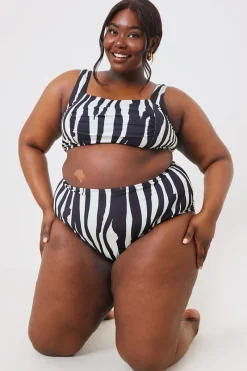 Zebra Ruched Front Square Neck Bikini Top|In the Style Discount