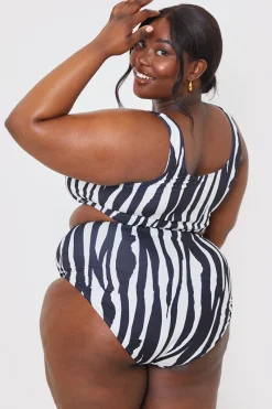 Zebra Ruched Front Square Neck Bikini Top|In the Style Discount